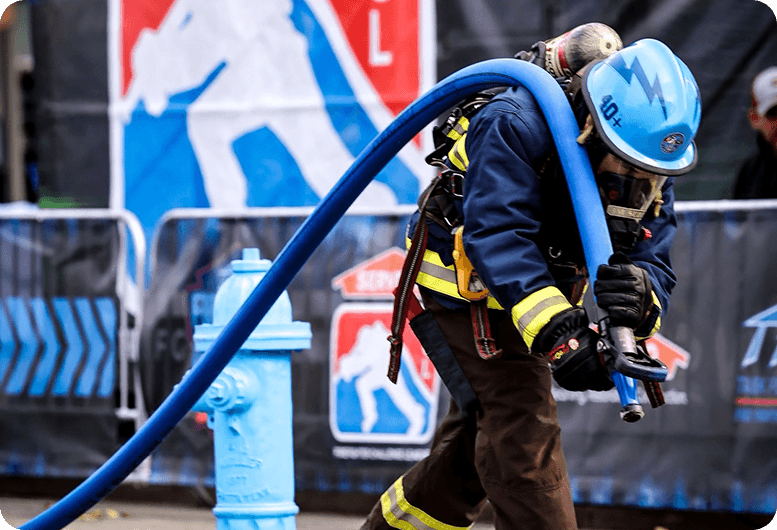 Firefighters in action during competition